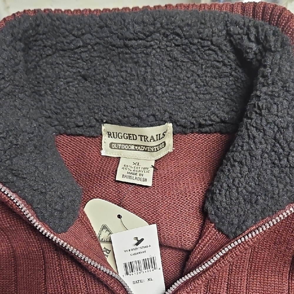 Men's Maroon Zip-Up Sweater - Picture 3 of 3